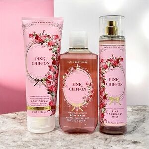 Bath & Body Works Pink Chiffon Set of 3pc Body Care Brand New